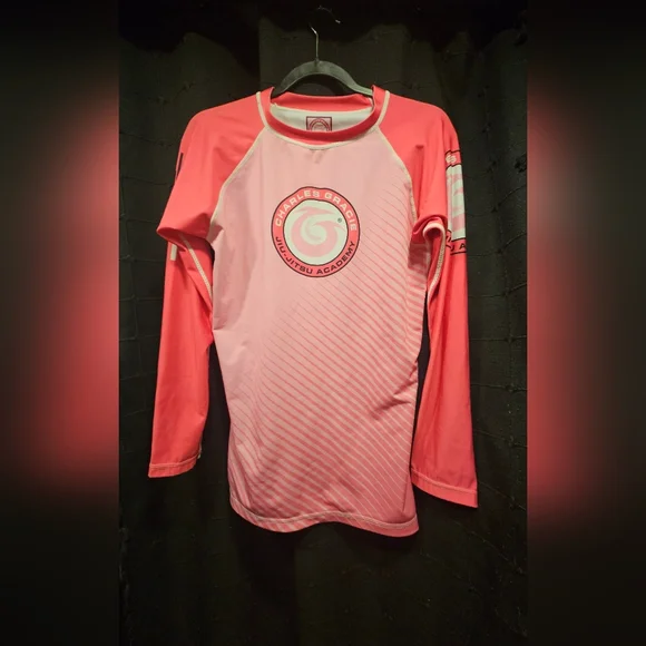 Charles Gracie Jiu-Jitsu Academy Rash Guard - Pink/Coral/white - XXL - Picture 3 of 7